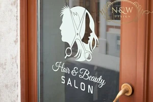 Hair & Beauty Salon Friseur Tür Wand Fenster Vinyl Aufkleber Dekor - Bild 1 von 5