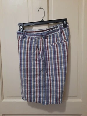 St Johns Bay  Plaid Mens Shorts Sz 36  Flat Front Stripe Check.   4-2 - Image 1 of 4