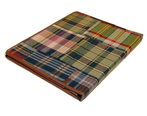 $145 Polo Ralph Lauren Patchwork Leather Folio Tablet Case Holder Plaid Madras - Picture 1 of 3