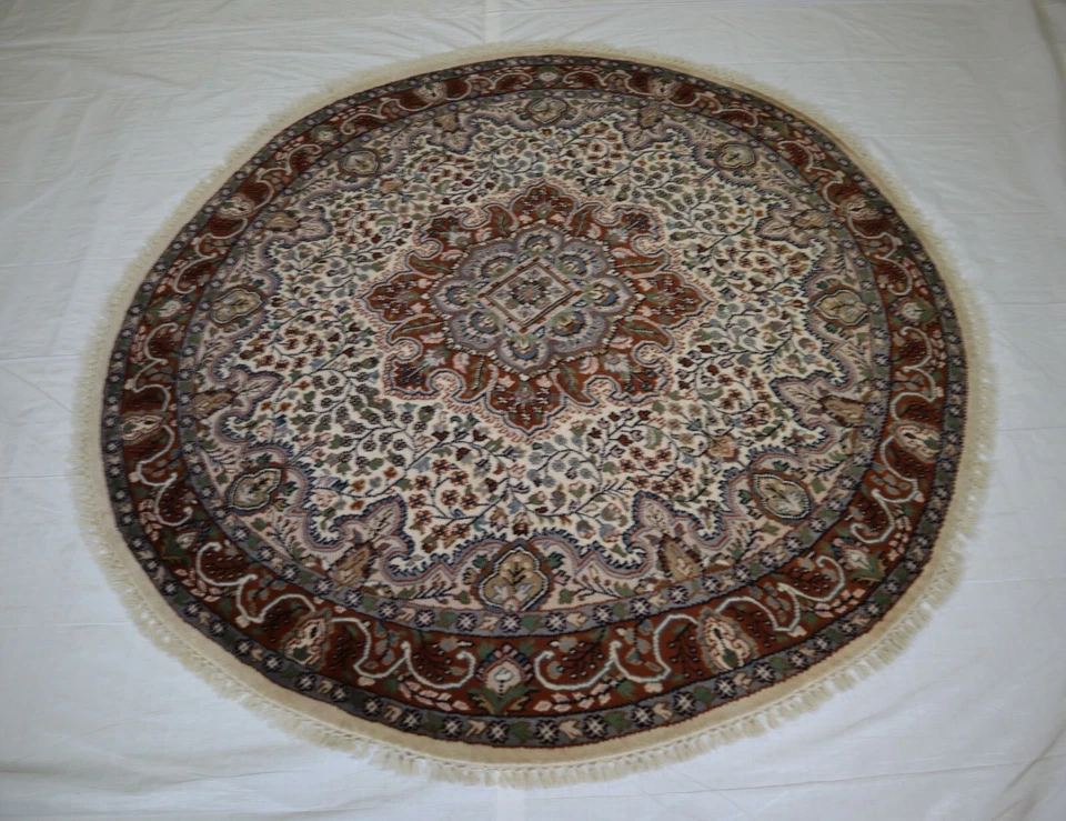 6'0" x 6'0" ft. Round Rug, Hand Knotted Wool Rugs, Round Carpet, Area Round Rug - Image 1 of 4