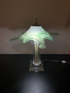 Murano Swirl Art glass Mushroom Table Desk Lamp Light Glassware Italy Super Rare