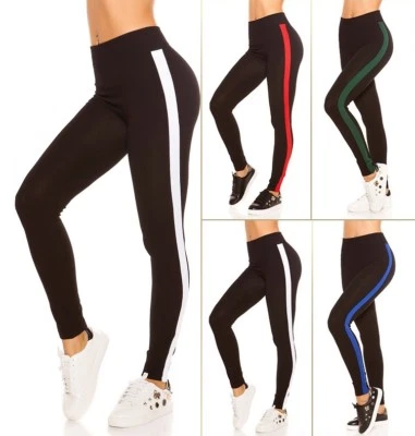 KOUCLA High Waist Damen Leggings mit Kontraststreifen