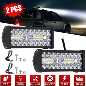 2x 6Inch LED Work Light Bar Pod Flood Spot Offroad Fog Driving Truck 12V 20000LM - Picture 1 of 12