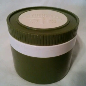 VTG Thermos Brand 8oz Insulated Jar Food Lunch Green White Container #1155/3 - Picture 1 of 7