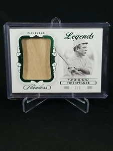 2020 Panini Flawless TRIS SPEAKER  Legends Emerald JUMBO RELIC Bat 2/3 - Picture 1 of 11