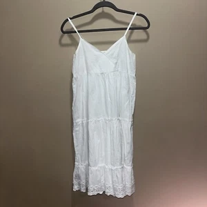 Vestido Babydoll Arizona Blanco Algodón Cottagecore Encaje En Niveles Volantes Coqueta L - Imagen 1 de 8
