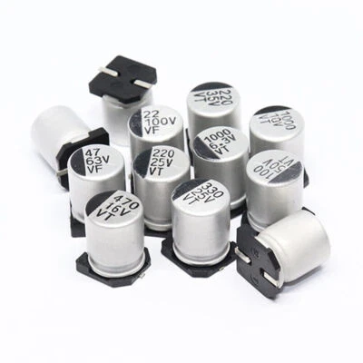 6.3V 10V 16V 25V 35V 50V 100V 400V SMD Aluminum Electrolytic Capacitor 1-1000 UF - Image 1 of 4
