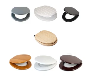 Asiento de inodoro de madera blanca tradicional estándar de 18" asiento de baño universal ovalado - Imagen 1 de 82
