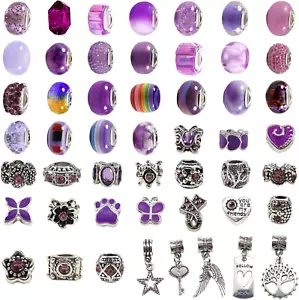 100Pcs Large Holes Beads Purple Spacer Lampwork Glass Craft Beads Assortments - Picture 1 of 7