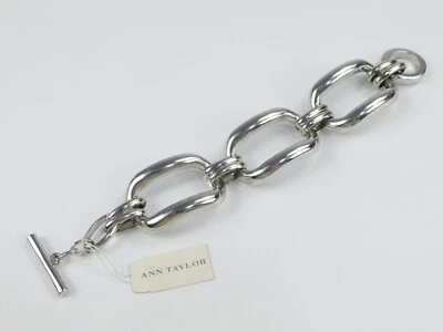 Brazalete Ann Talylor Nuevo con Etiquetas Eslabones Gruesos Pulido Tono Plata Palanca 8" por 1.25" Foto 1 de 4