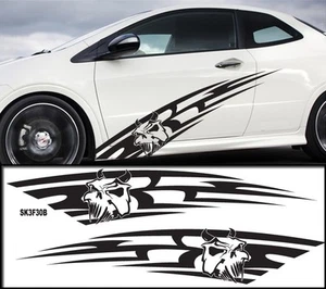 FGD Tribal Flames Skull Pinstripe Racing Side Graphics Decals 61" x 12" SK3f30B - Picture 1 of 3