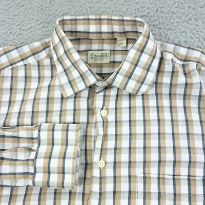 Gitman Brothers Dress Shirt Mens Large Brown Made in USA Business Office Classic - Image 1 of 4