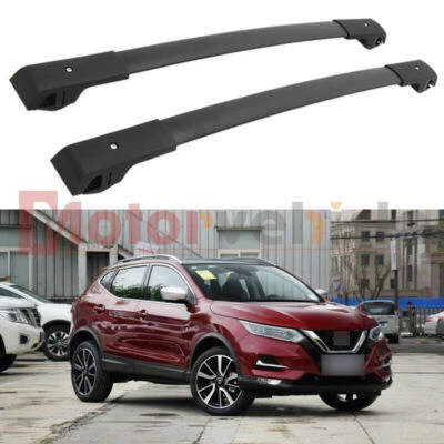 Barra transversal negra para equipaje de riel de techo Nissan Rogue Sport 2017-2020 Foto 1 de 4