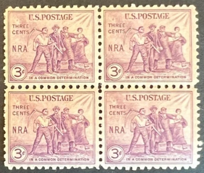 Scott#: 732 - National Recovery Act 3¢ 1933 BPE Block of Four MNHOG - Lot 6 - Image 1 of 2
