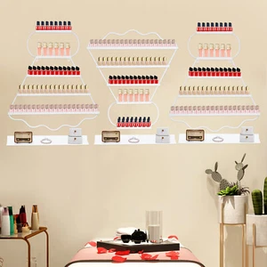 6 PCS Wall Mounted Nail Polish Rack Shelves Nail Polish Display Rack Stand White - Picture 1 of 16