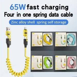 4 in 1 Multi-function Mobile Phone Data Fast Cable Charger iPhone Samsung Cord - Picture 1 of 13
