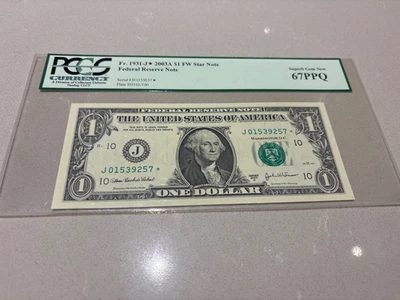 Fr. 1931-J 2003 $1 PCGS Gem New 67 PPQ Superb Gem New Star Note Kansas City - Image 1 of 2