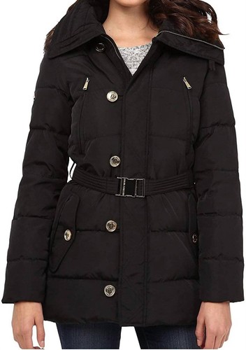 Piumino con cappuccio Michael Kors in pelliccia nero