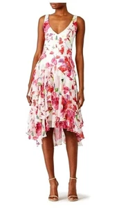 NEW THEIA FLORAL V-NECK SLEEVELESS COCKTAIL DRESS AZALEA SIZE 2 Retail $550.00 - Picture 1 of 9