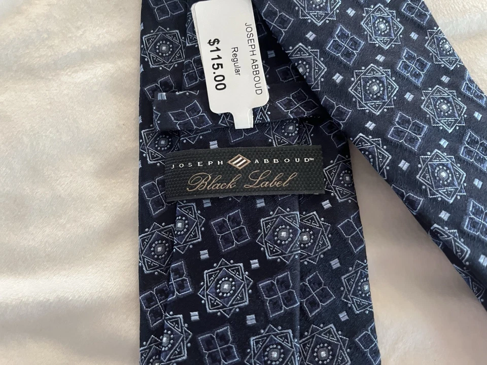 ¡MIRA!  ¡NUEVO CON ETIQUETAS!    Corbata clásica de diseñador JOSEPH ABBOUD medallones azul seda Foto 1 de 4