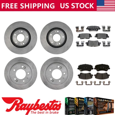 Rotores de freno delanteros traseros y pastillas de freno de cerámica para Kia Forte Koup 2017 - Raybestos Foto 1 de 4