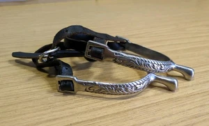 Espuelas grabadas estampadas de lujo y 2 correas de cuero *Envío gratuito* - Imagen 1 de 5