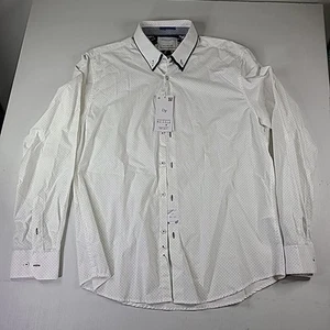 New Denim & Flower Mens XL White Blue Dot Long Sleeve Shirt - Picture 1 of 7