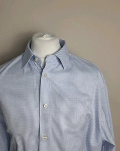 Charles Tyrwhitt Shirt Blue Check 17.5" - 34" Regular Fit Non Iron  - Photo 1 sur 5