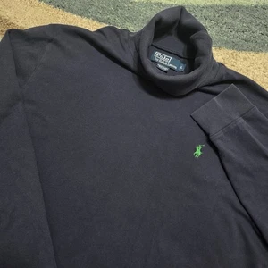 Polo Ralph Lauren Turtleneck Long Sleeve Shirt Navy Green Pony Men’s Size L - Picture 1 of 8
