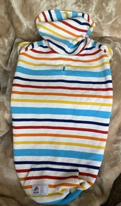 Aldi Gear Pet Sweatshirt Size L White Striped Hoodie Rainbow Dog Walking Outfit - Picture 1 of 5