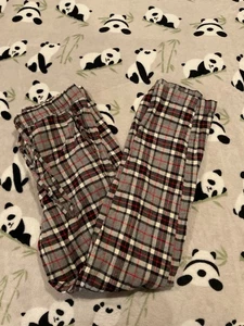 J.Crew Men Medium Pajama Pants Red Black Plaid 100% Cotton Flannel Drawstring - Picture 1 of 6