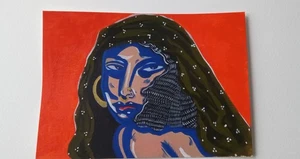 OOAK Woman Painting By ESS22, 5x7 inch Acrylic Painting - Picture 1 of 6