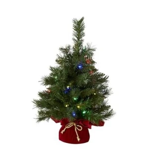Pre-lit Artificial Mini Christmas Tree | Includes Multi-Color LED Multi Color - Picture 1 of 6