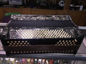 Vintage Pearl Black/Gray Nicolo Salanti Accordion With Case - Picture 1 of 23