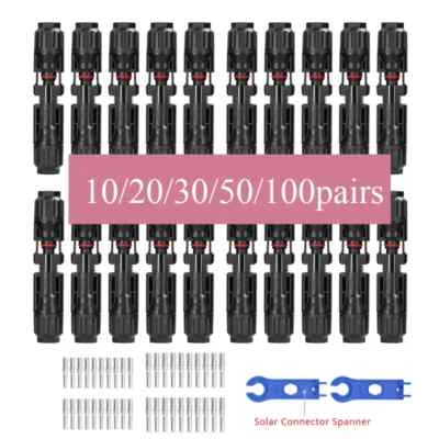 Electric Wire Connector 5/10/50/100 Pairs Solar Panel Connector 1000Vdc 30A Kit - Image 1 of 4