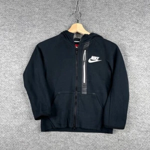 Nike Tech Hoodie Youth Kids XS Black Sweatshirt Full Zip Jacket - Picture 1 of 10