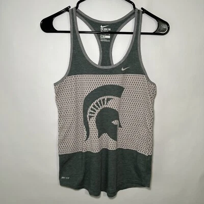 Michigan State Spartans Nike Dri-Fit Racerback Tank Top Womens Size Small Green - Image 1 of 4