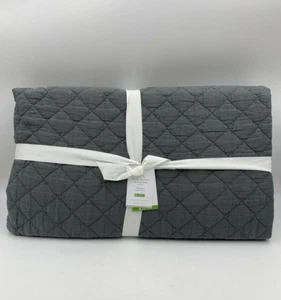 Pottery Barn Belgian Flax Linen Diamond Quilt Charcoal Full/Queen #9871C LESEN - Bild 1 von 4