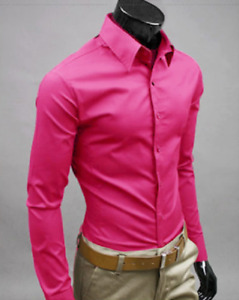 Men's Button Up Formal Dress Shirt Long Sleeve Solid Color Regular Fit USA