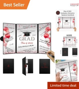Graduation Guest Book Black Red 18x12in Durable Signature Card for Class of 2025 - Picture 1 of 10