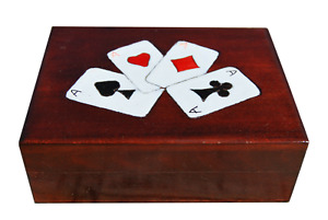 WOODEN PLAYING CARDS BOX. FOR ONE DECK OF CARDS