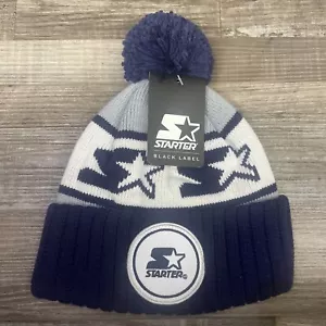 Starter Blank Blu Navy Grigio Pom Pom Beanie Maglia Polsini Toque Tinta Unita Invernale - Foto 1 di 1