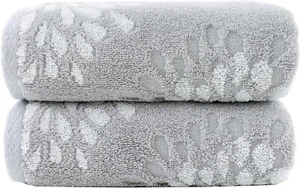 Hand Towels Set of 2 Hydrangea Floral Pattern 100% Cotton Absorbent Soft - Picture 1 of 7