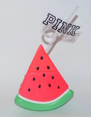 全新 VICTORIA'S SECRET 粉色 WATERMELON TUMBLER STRAW TO GO CUP 13.5 盎司冷瓶 — 第 1/4 张图片