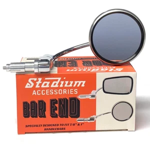 Stadium Edelstahl runder Lenkerendenspiegel passend für 7/8" Bars BSA, Triumph - Bild 1 von 5