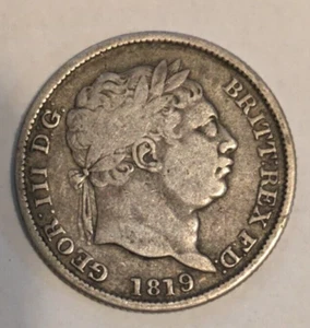 1819 Schilling - George III British Silver Coin - Nice - Bild 1 von 5