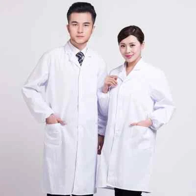 Unisex Lab. Hospital Coat Surgical Uniform Doctor Long Sleeve White Coat Thin US - Image 1 of 4