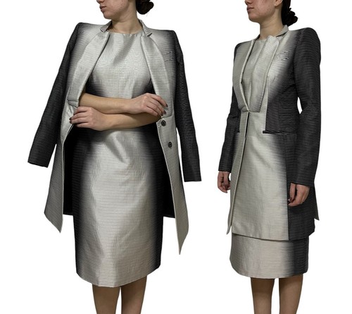 Tuta donna Alexander McQueen 2009 primavera 2 pezzi blazer vestito a righe nuova con etichette taglia 44