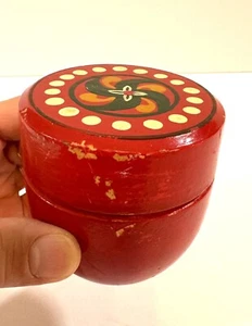 Top de juguete de madera vintage pintado rojo punto blanco escandinavo ruso coleccionable - Imagen 1 de 12
