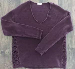 Women's Harper Heritage Burgundy Acrylic Sweater Ribbed Knit Size Large - Picture 1 of 12